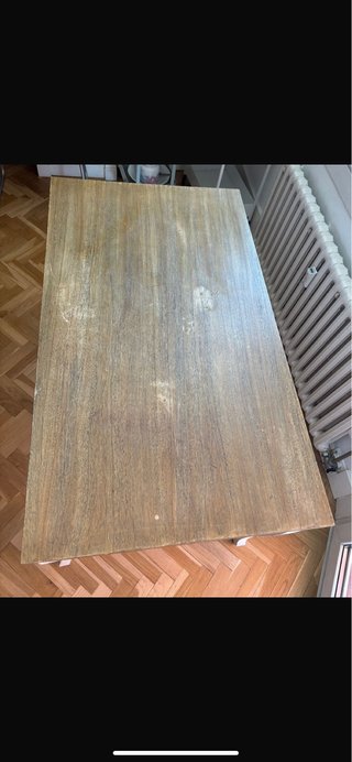 Mesa de comedor madera y blanco