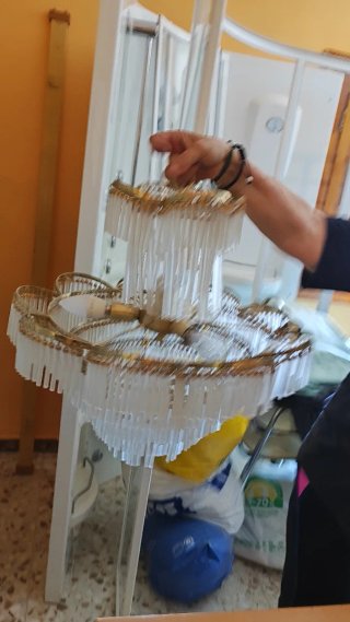 Lámpara vintage cristal y metal dorada