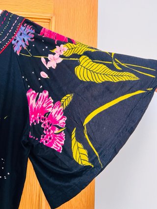 Blusa/Vestido Negro Estampado Floral Talla XL