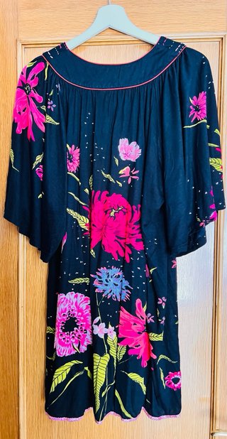 Blusa/Vestido Negro Estampado Floral Talla XL