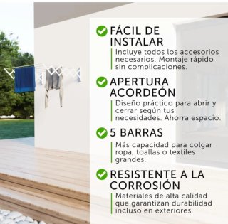 Tendedero Extensible de Pared EPOXI 140 cm