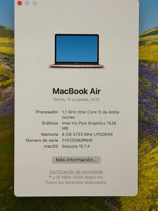 MacBook Air 2020 13 Retina Oro Rosa - BUEN ESTADO
