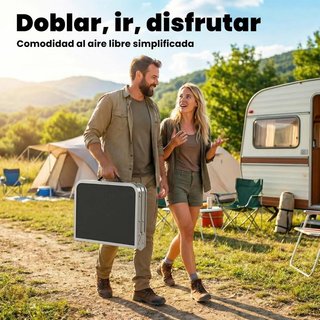 Mesa Camping Aluminio Ajustable con Red Negra