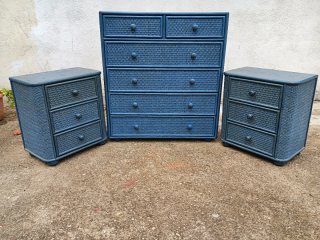 Cómoda, Mesitas y Cabecero Azul