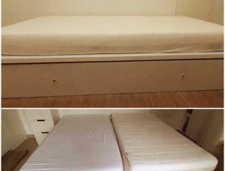 Cama nido con lamas de madera y dos colchones
