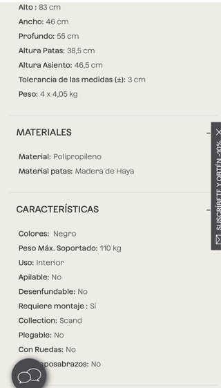 Silla Negra Sklum Madera y Plástico
