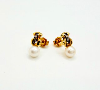 PENDIENTES OSO TOUS CON PERLA ORO 18K. Peso 1,98g