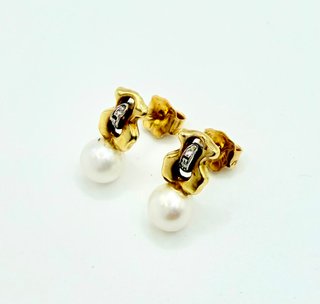 PENDIENTES OSO TOUS CON PERLA ORO 18K. Peso 1,98g