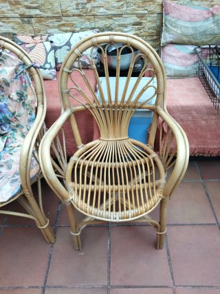 Silla Terraza madera maciza bambú vintage rústica