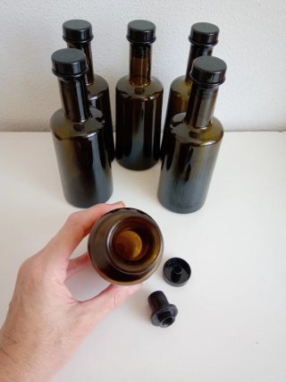 6 Bottiglie in Vetro Sfumato Marrone Scuro