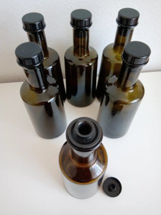 6 Bottiglie in Vetro Sfumato Marrone Scuro