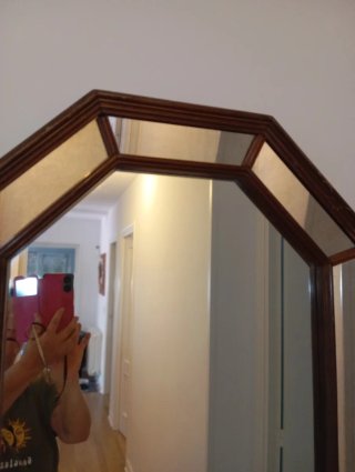 Espejo Octogonal Diseño Madera y Cristal