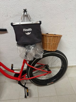 Bicicleta con 2 cestas delanteras