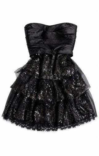 Vestido negro lentejuelas strapless