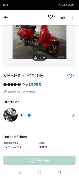 Vespa P200E 1981 Roja