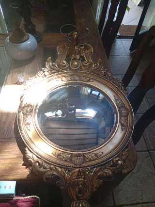 Espejo Antiguo Dorado con Águila