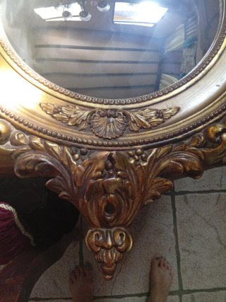 Espejo Antiguo Dorado con Águila