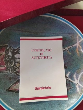Piatto Porcellana Luciano Minguzzi Gallo Blu