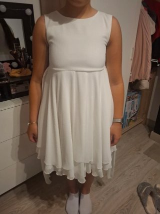 Vestido blanco y rosa para eventos