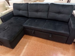 Sofá Cama Chaise Longue Negro Terciopelo