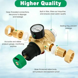 Regulador Presión Agua 3/4" con Manómetro y Filtro