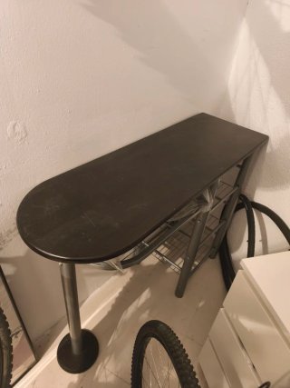 Mesa alta cocina estrecha madera y metal