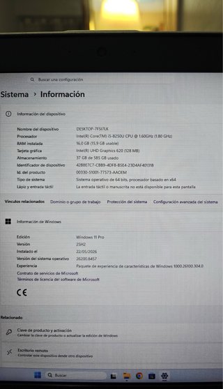 Portátil pc HP - i5, 16GB RAM, 128GB SSD + 500GB