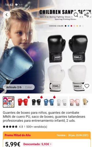 Guantes rosa, vendas rojas y Cuerda Boxeo Infantil