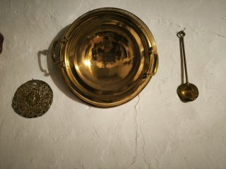 Brasero y cazo de cobre
