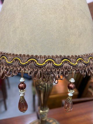 Lámpara Vintage Bronce Labrado Pantalla Artesanal