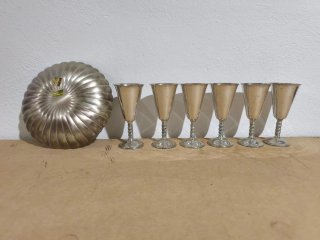 Juego de 6 copas antiguas plateadas
