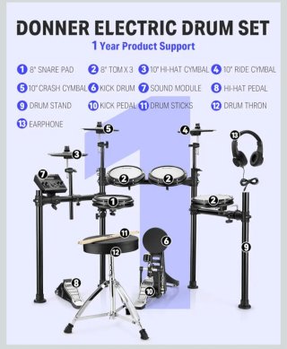 Donner DED-200 Kit de Batería Electrónica Plegable