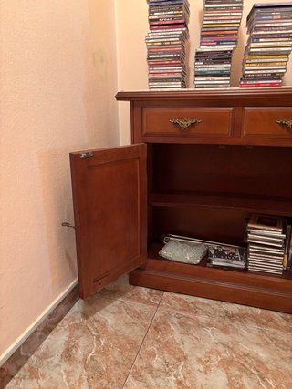 Mueble recibidor madera y mármol