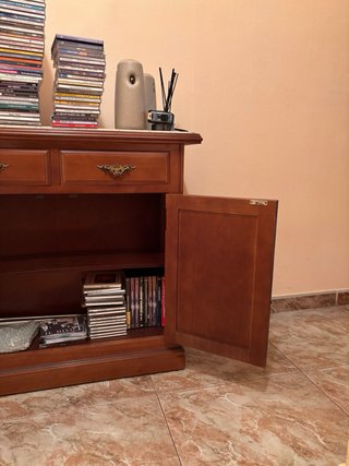 Mueble recibidor madera y mármol