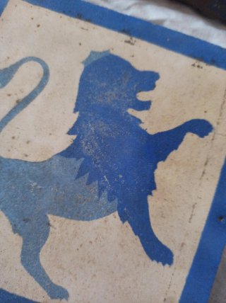 4 Baldosas hidráulicas antiguas león azul