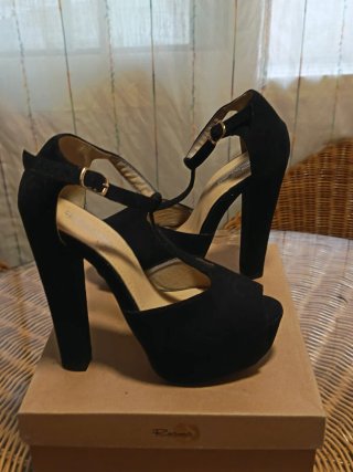 Zapatos Pazra plataforma tacón alto negro