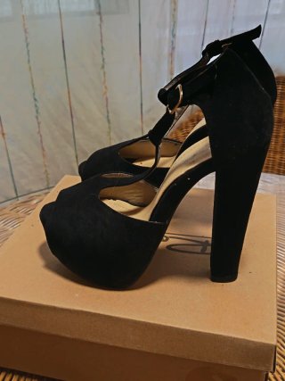 Zapatos Pazra plataforma tacón alto negro