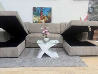 Sofá doble chaise longue beige