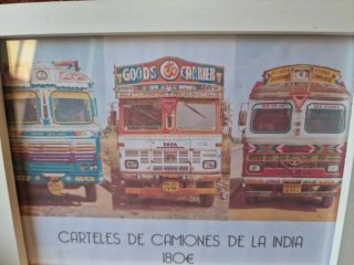 Cartel antiguo camión India metal