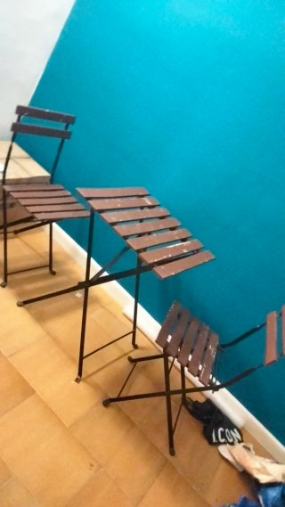 Conjunto mesa y 2 sillas terraza