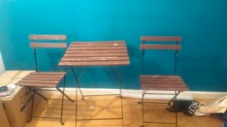 Conjunto mesa y 2 sillas terraza