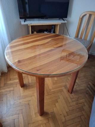 Mesa redonda madera y cristal