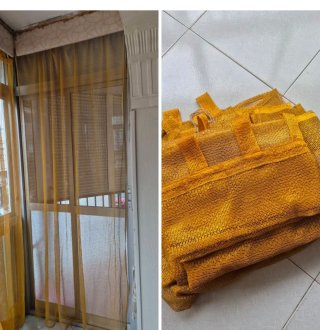 Cortinas naranjas y amarillas hay 6 en total