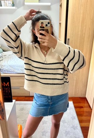 Jersey rayas cremallera, talla M, Pull&Bear.