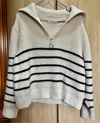 Jersey rayas cremallera, talla M, Pull&Bear.