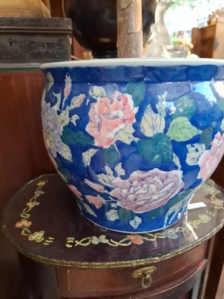 Macetero/Pecera China Porcelana Flores