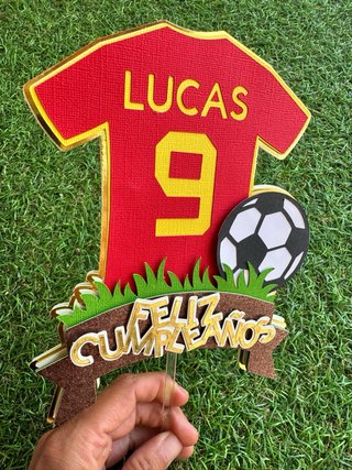 Cake Topper Fútbol Feliz Cumpleaños personalizado