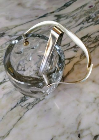 Cubitera Cristal ORREFORS con Asa Plata Vintage