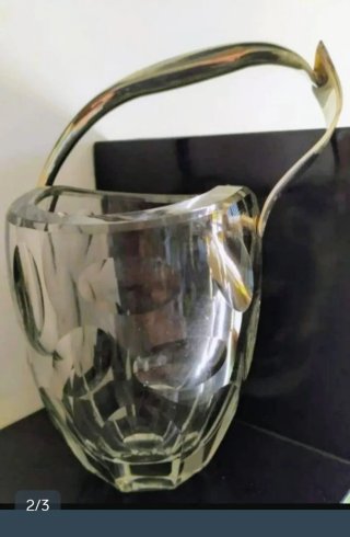 Cubitera Cristal ORREFORS con Asa Plata Vintage