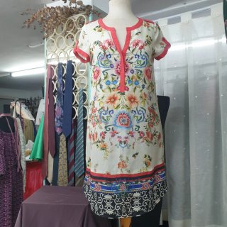 Vestido seda estampado multicolor